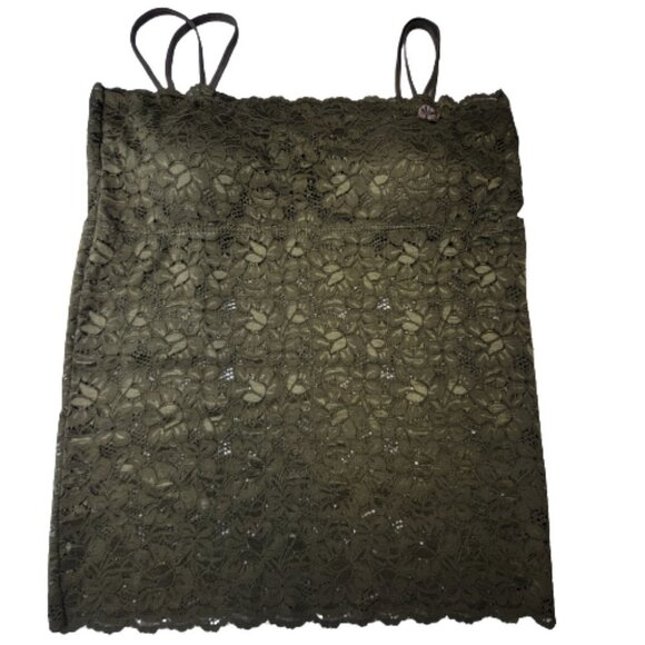 Olive Green Tank Top Lace Camisole SIZE M - Stretchy Top -  NEW - Picture 3 of 8